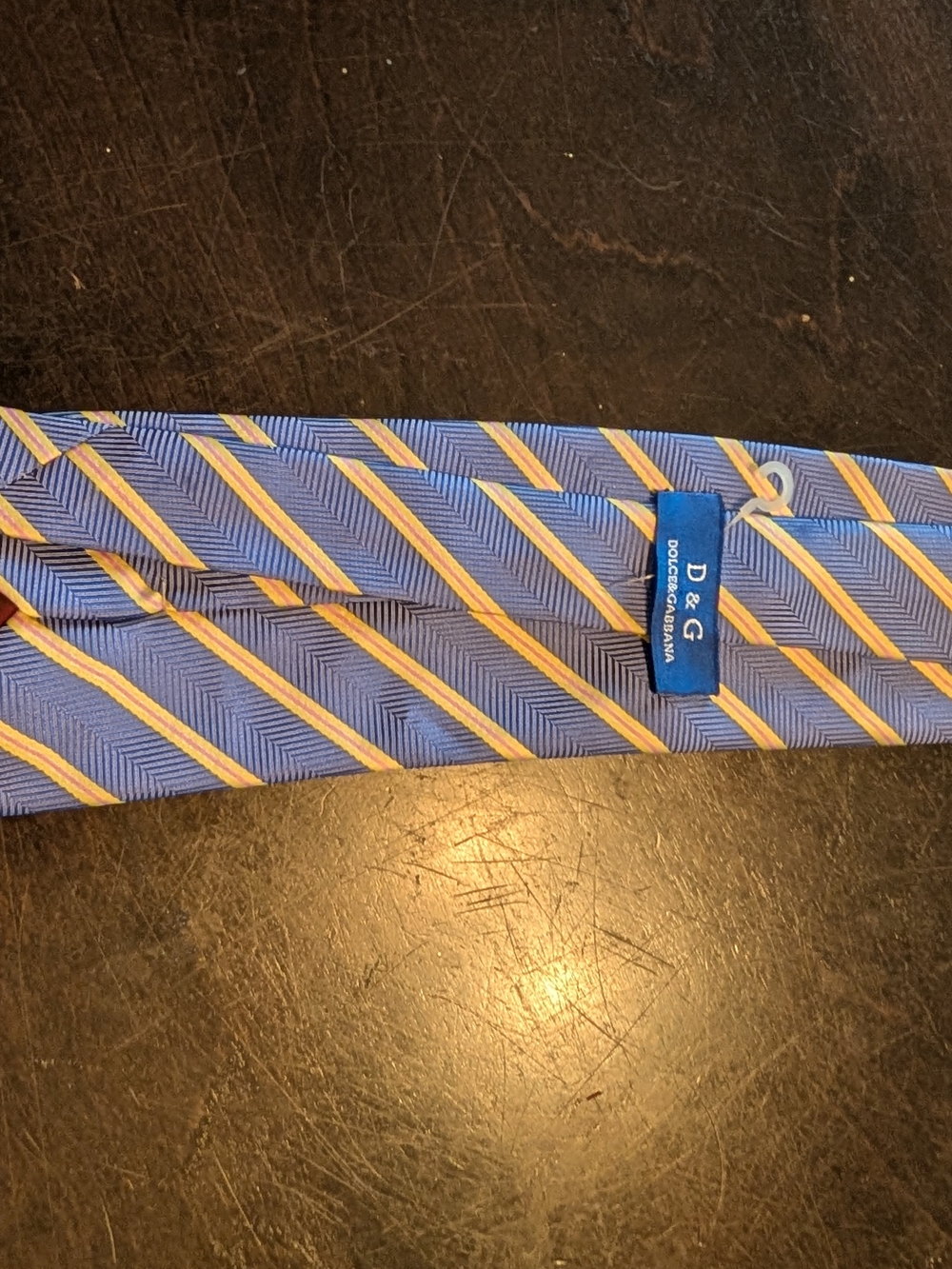 Dolce & Gabbana Blue and Yellow Diagonal Stripe Silk Tie